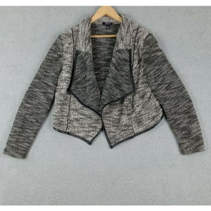Torrid Size 2 Womens Open Front Cardigan Cropped Knit Blazer Faux Leather Edge